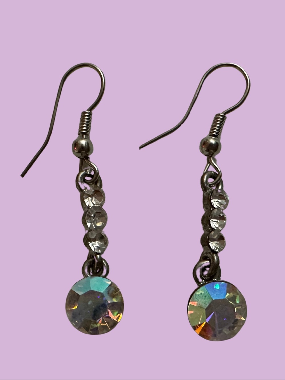 Aurora Crystal Drop Earrings - Silver Tone